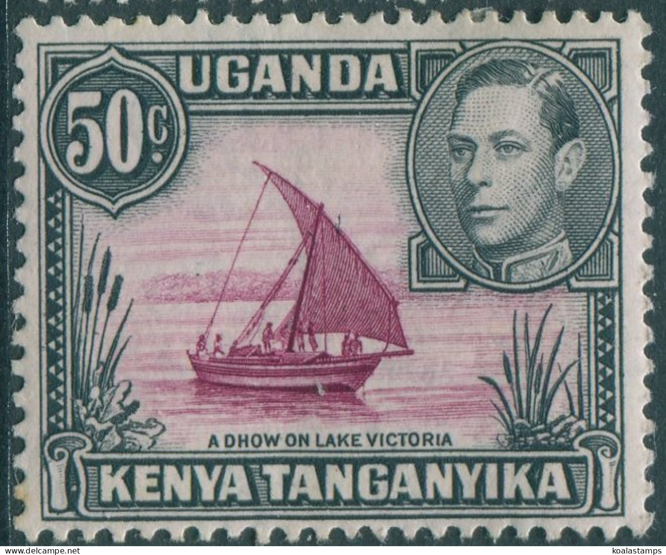 Kenya Uganda And Tanganyika 1938 SG144e 50c Black And Purple KGVI Dhow MLH (amd) - Kenya, Ouganda & Tanganyika
