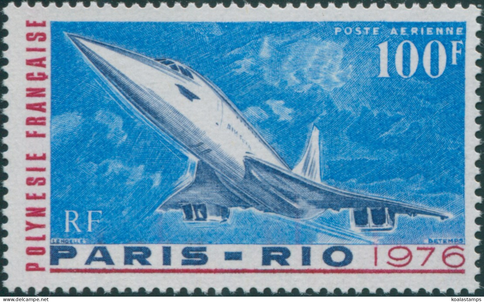 French Polynesia 1976 Sc#C127,SG210 100f Concorde MNH - Other & Unclassified