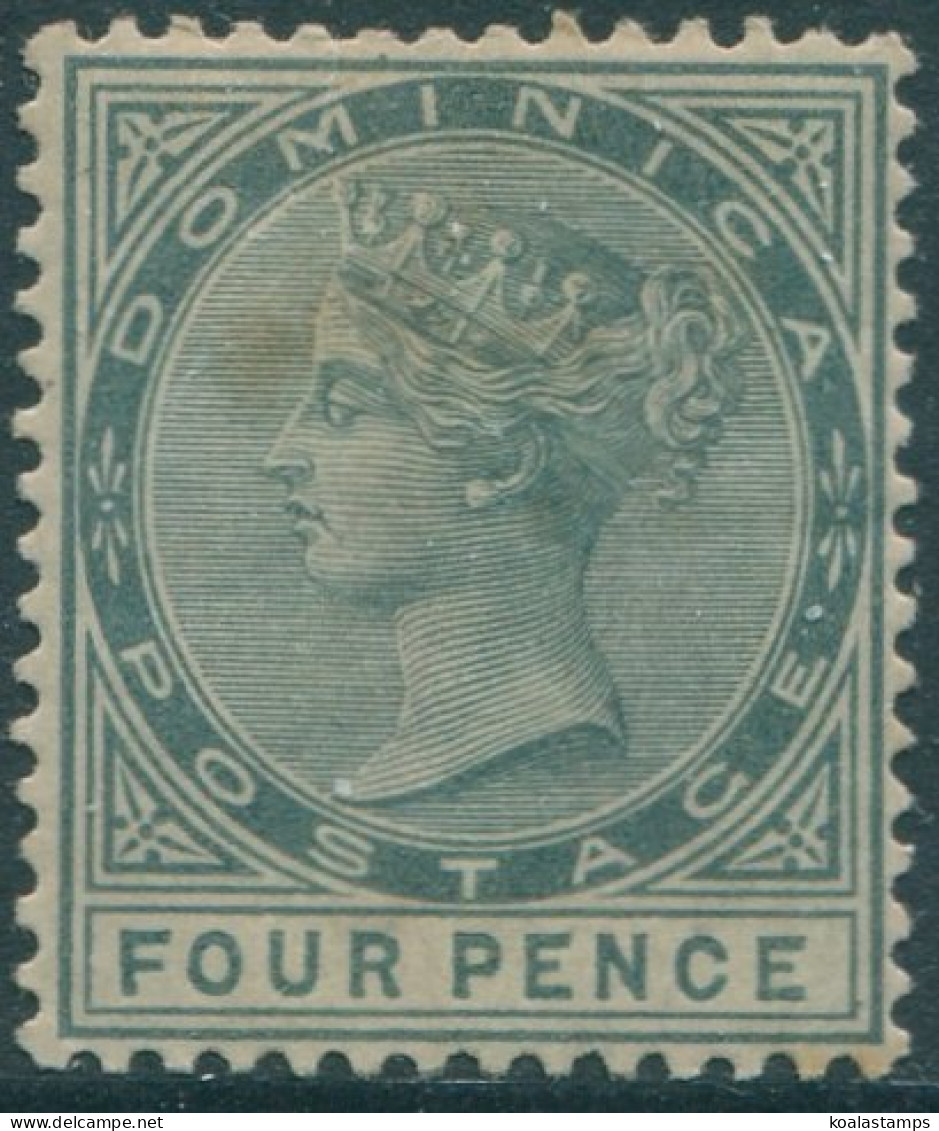 Dominica 1886 SG24 4d Grey QV Crown CA Wmk Tone Spots MLH (amd) - Dominica (1978-...)