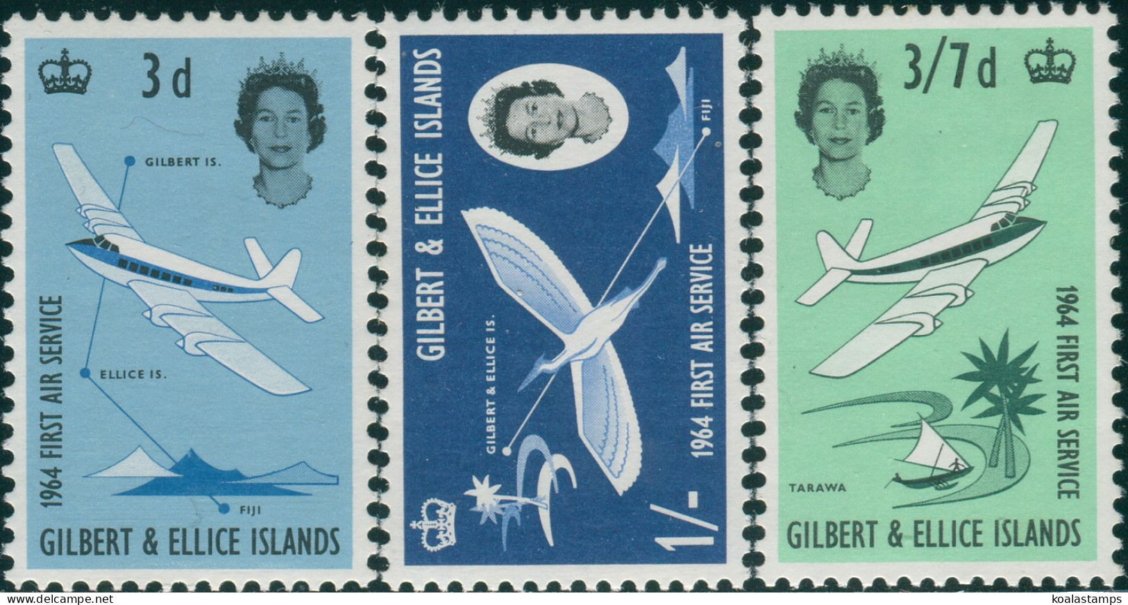 Gilbert & Ellice Islands 1964 SG82-84 First Air Service Set MNH - Gilbert & Ellice Islands (...-1979)