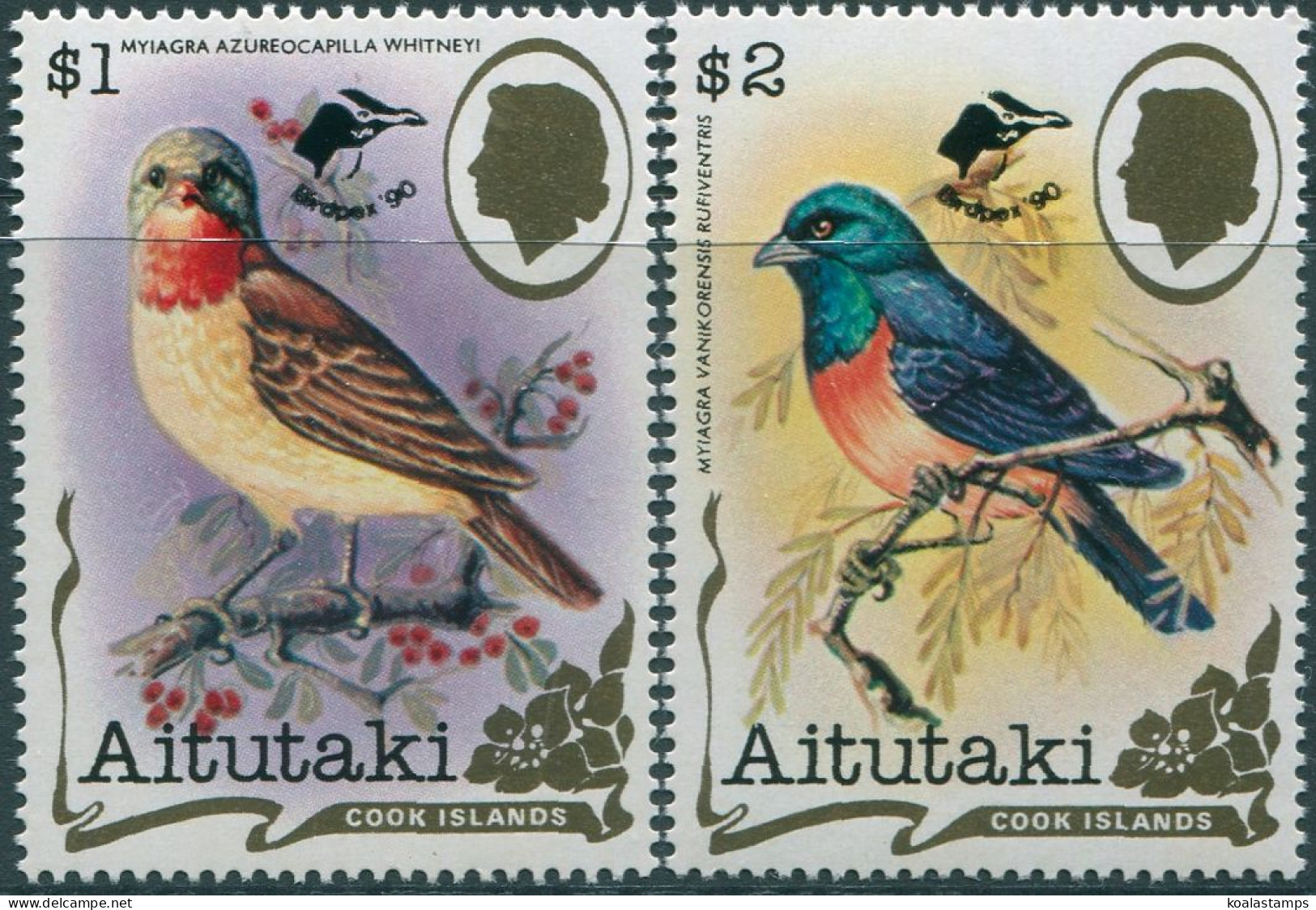 Aitutaki 1990 SG620-621 Birdpex Ovpts MNH - Cook Islands