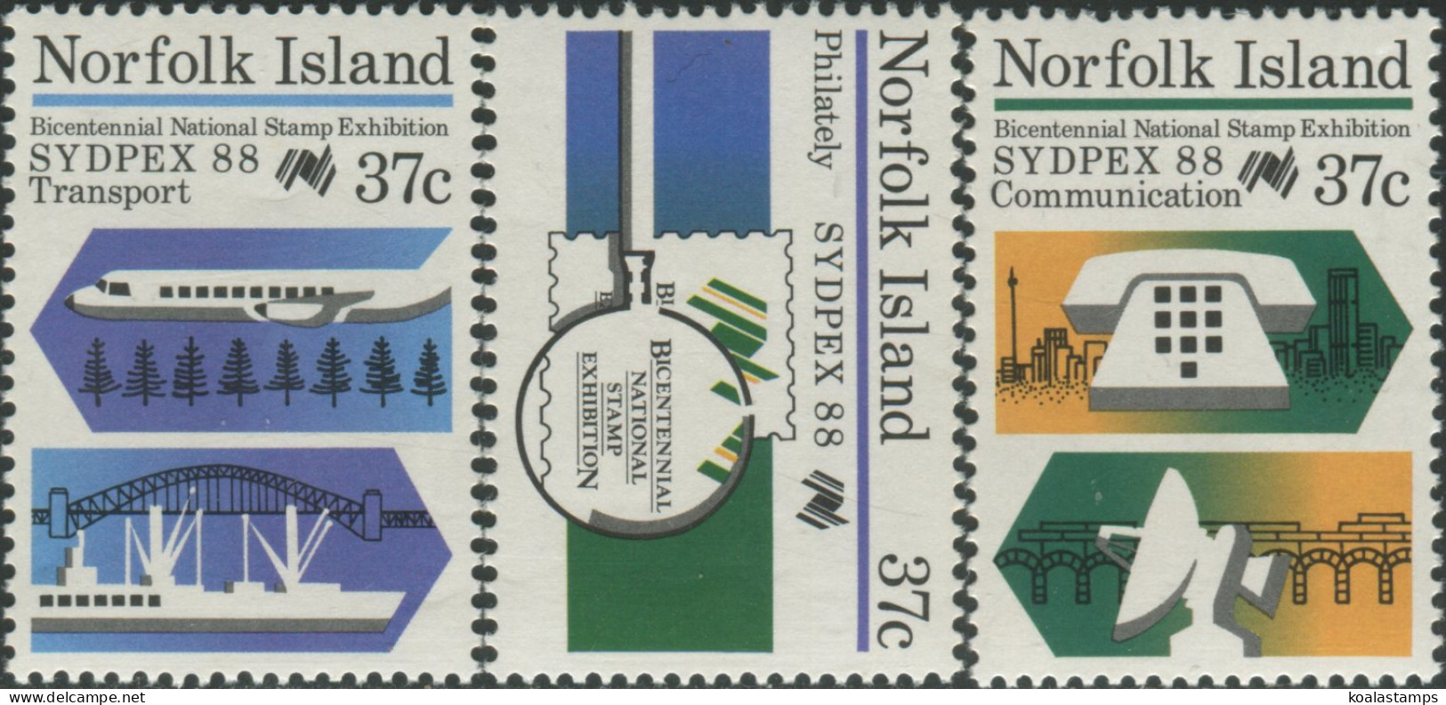 Norfolk Island 1988 SG444-446 Sydpex Stamp Exhibition Set MNH - Norfolk Eiland