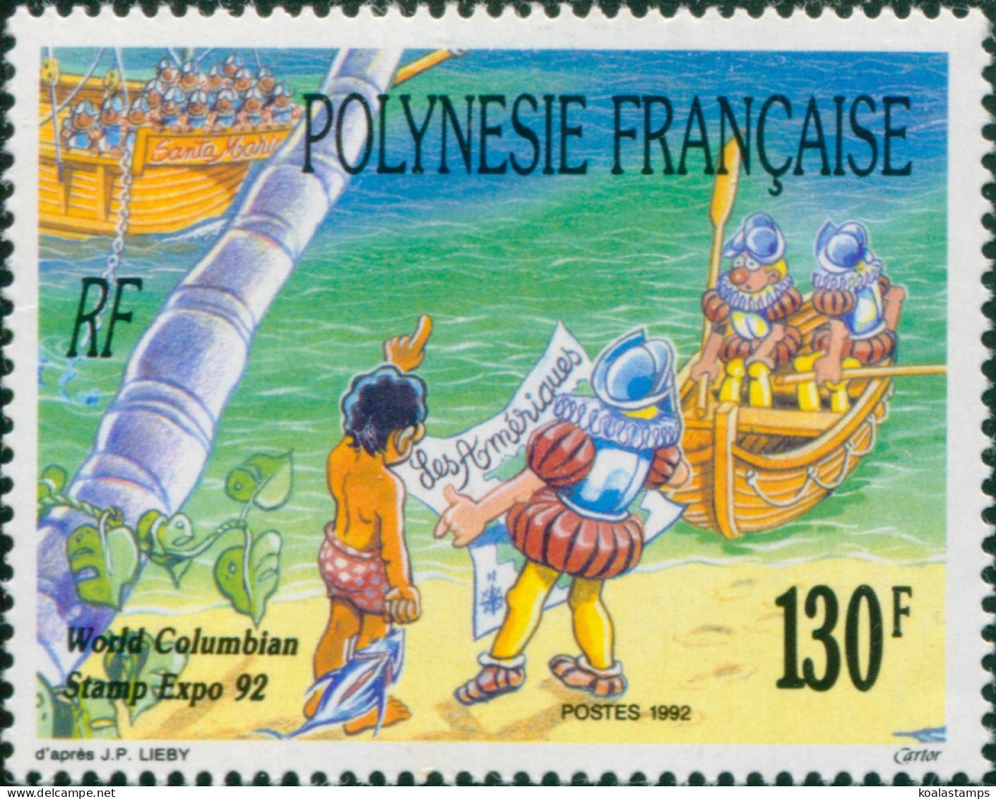 French Polynesia 1992 Sc#592,SG642 130f Sailor Asking Directions With Tab MLH - Altri & Non Classificati