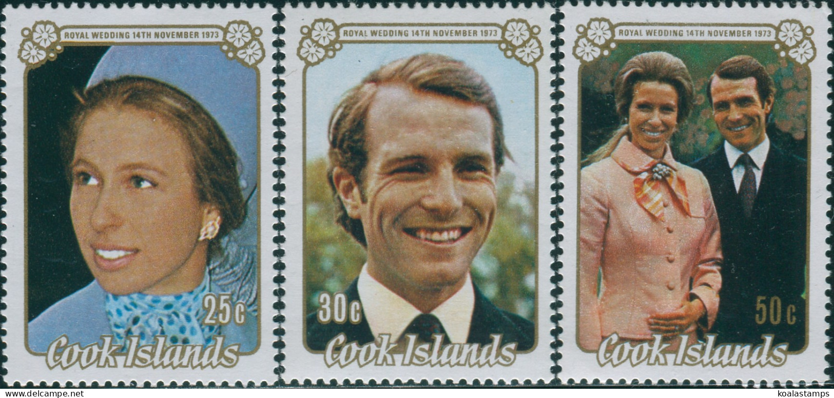 Cook Islands 1973 SG450-452 Princess Anne Wedding Set MLH - Cookeilanden