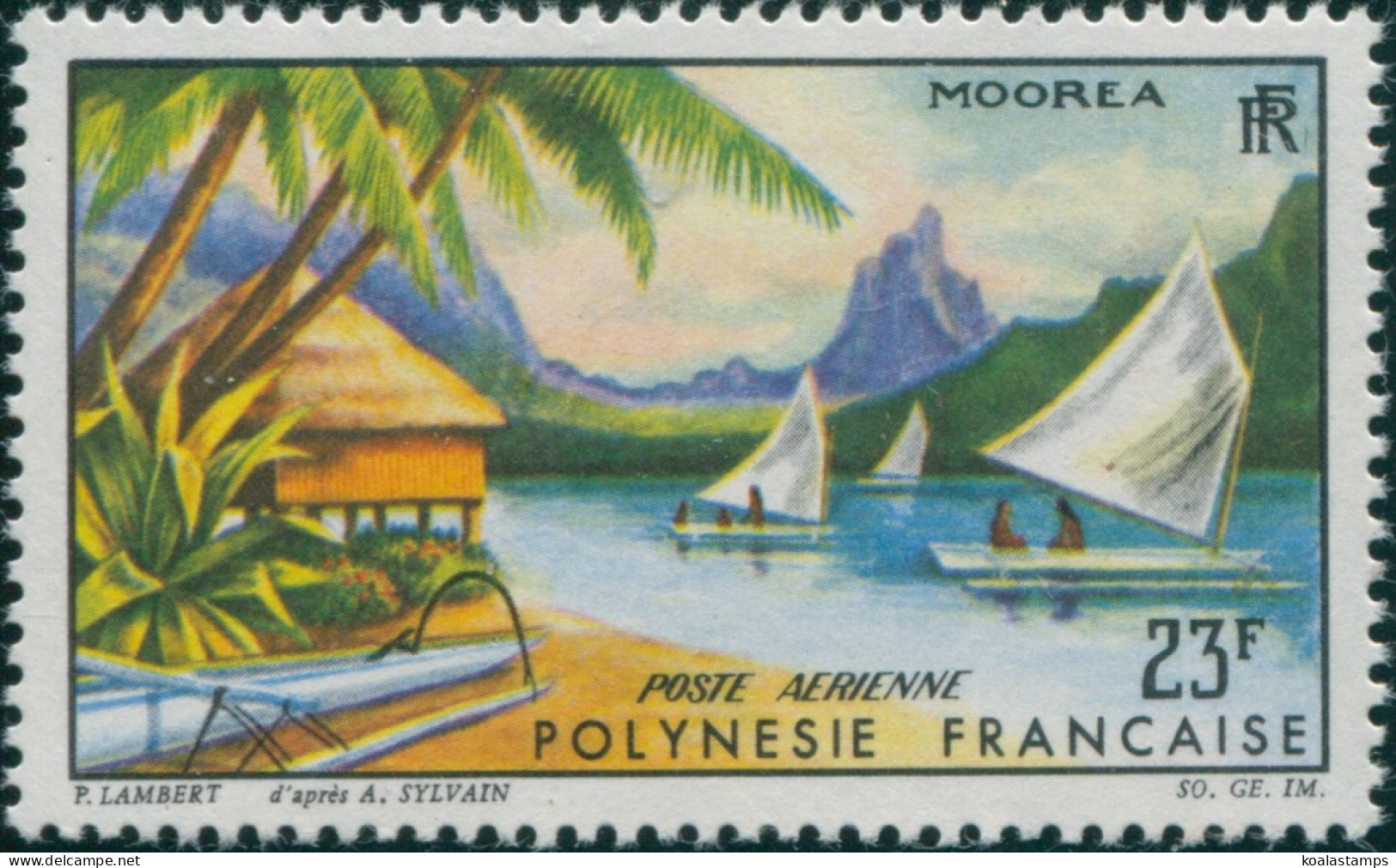 French Polynesia 1964 Sc#C32,SG43 23f Landscape Moorea MLH - Sonstige & Ohne Zuordnung