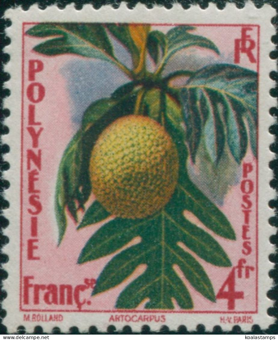 French Polynesia 1959 Sc#192,SG18 4f Tropical Fruit Artocarpus MLH - Altri & Non Classificati