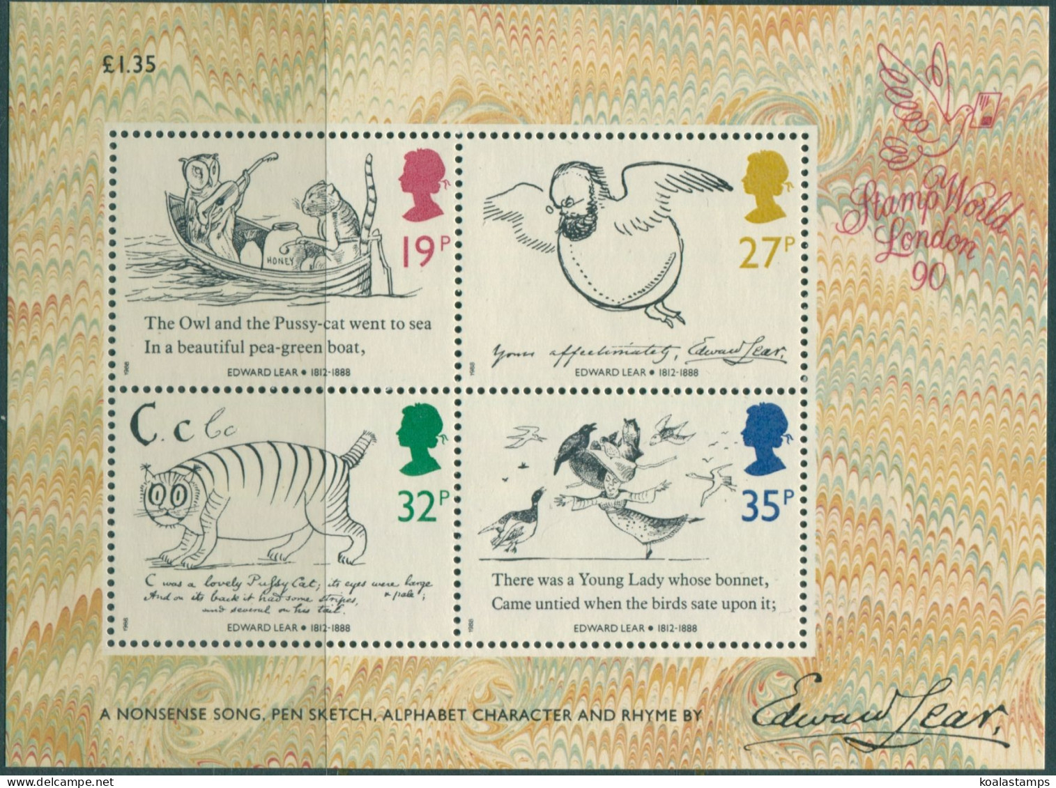 Great Britain 1988 SG1409 QEII Edward Lear Artist MS MNH - Unclassified