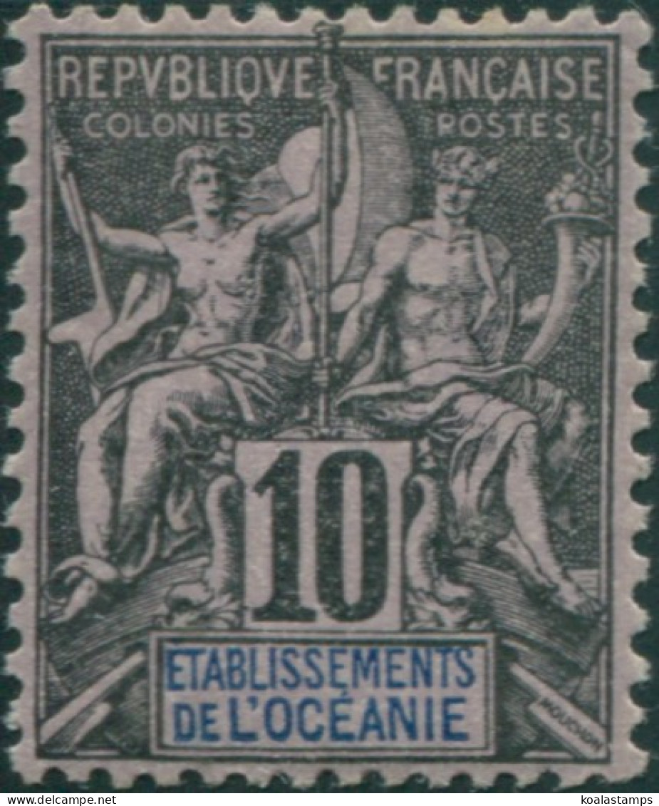 French Oceania 1892 SG5 10c Black And Blue On Lilac Navigation And Commerce MH - Otros & Sin Clasificación