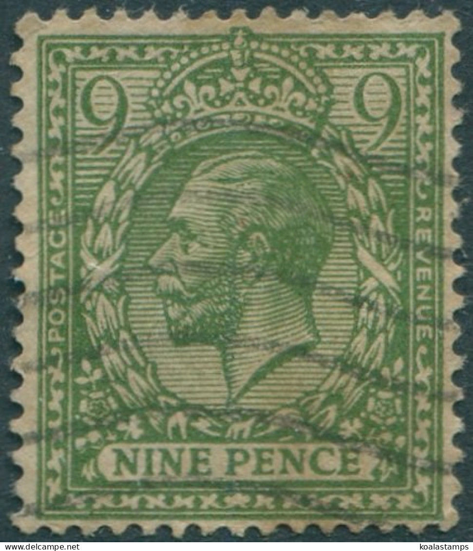 Great Britain 1912 SG393a 9d Olive-green KGV FU (amd) - Non Classificati