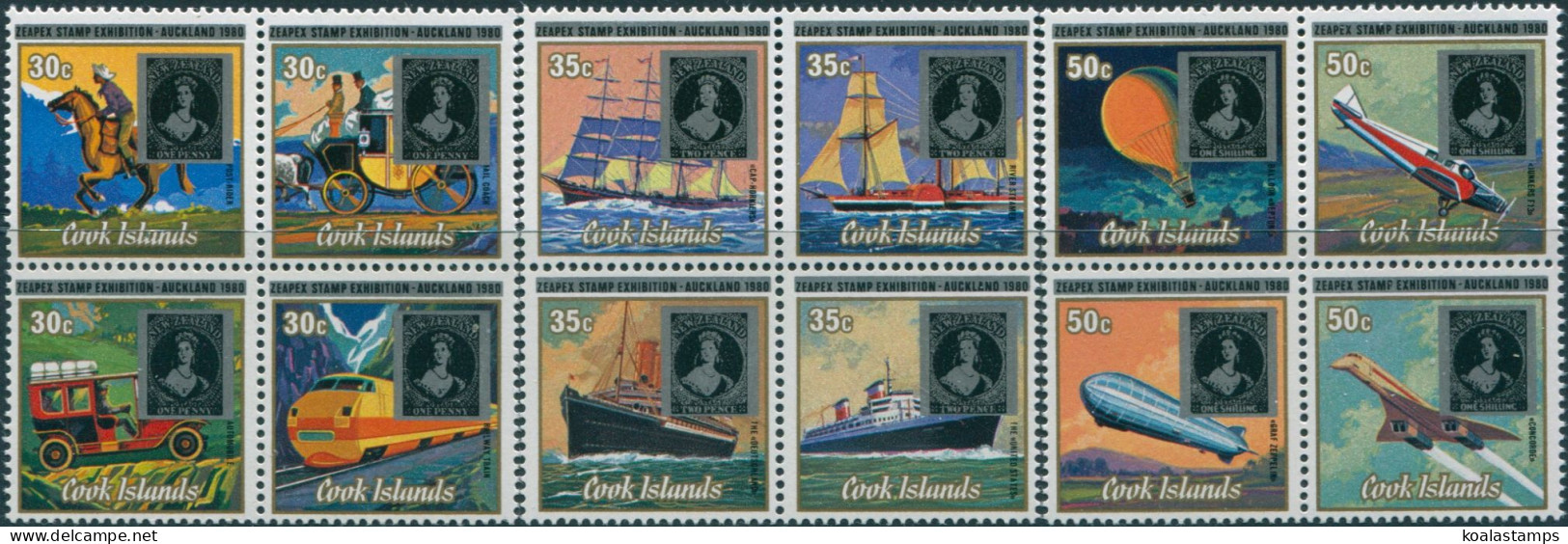 Cook Islands 1980 SG687-698 Zeapex Stamp Exhibition Set MNH - Cookeilanden