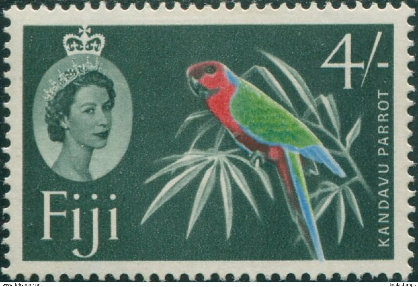 Fiji 1962 SG322 4/- Slate-green Red Shining Parrot Green QEII MNH - Fiji (1970-...)