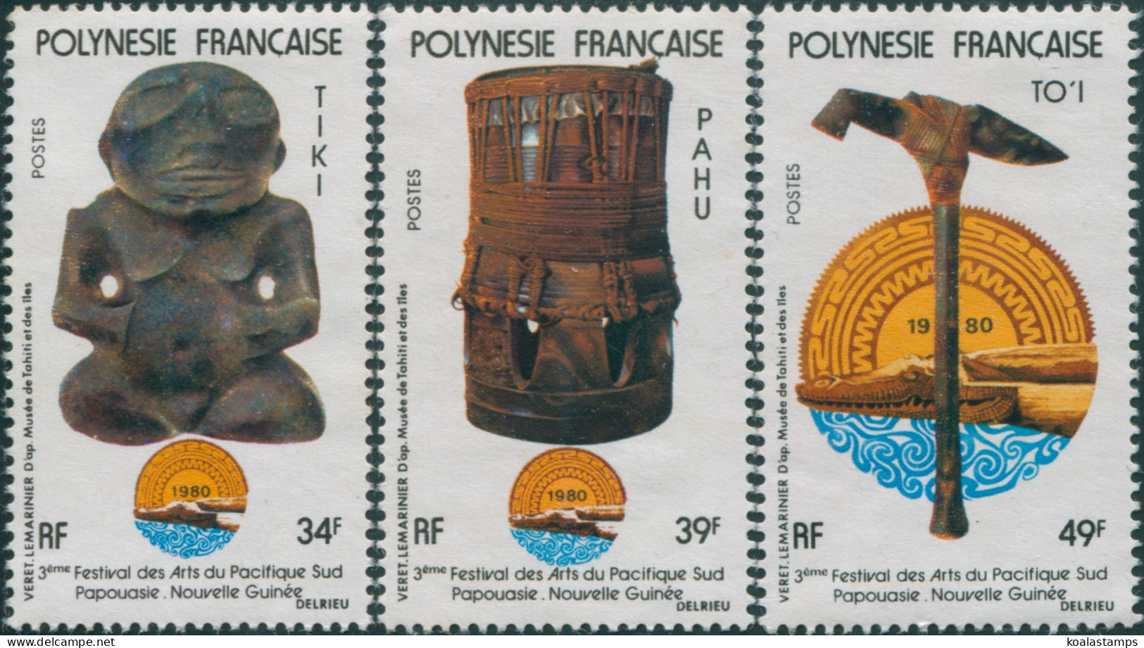 French Polynesia 1980 Sc#334-336,SG325-327 Arts Festival Set MNH - Altri & Non Classificati