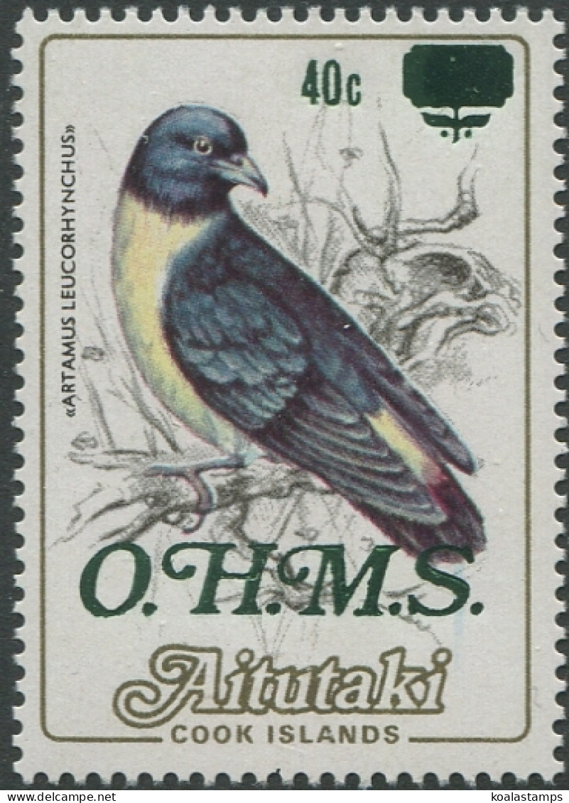 Aitutaki OHMS 1985 SGO24 40c On 36c Wood Swallow MNH - Cookeilanden