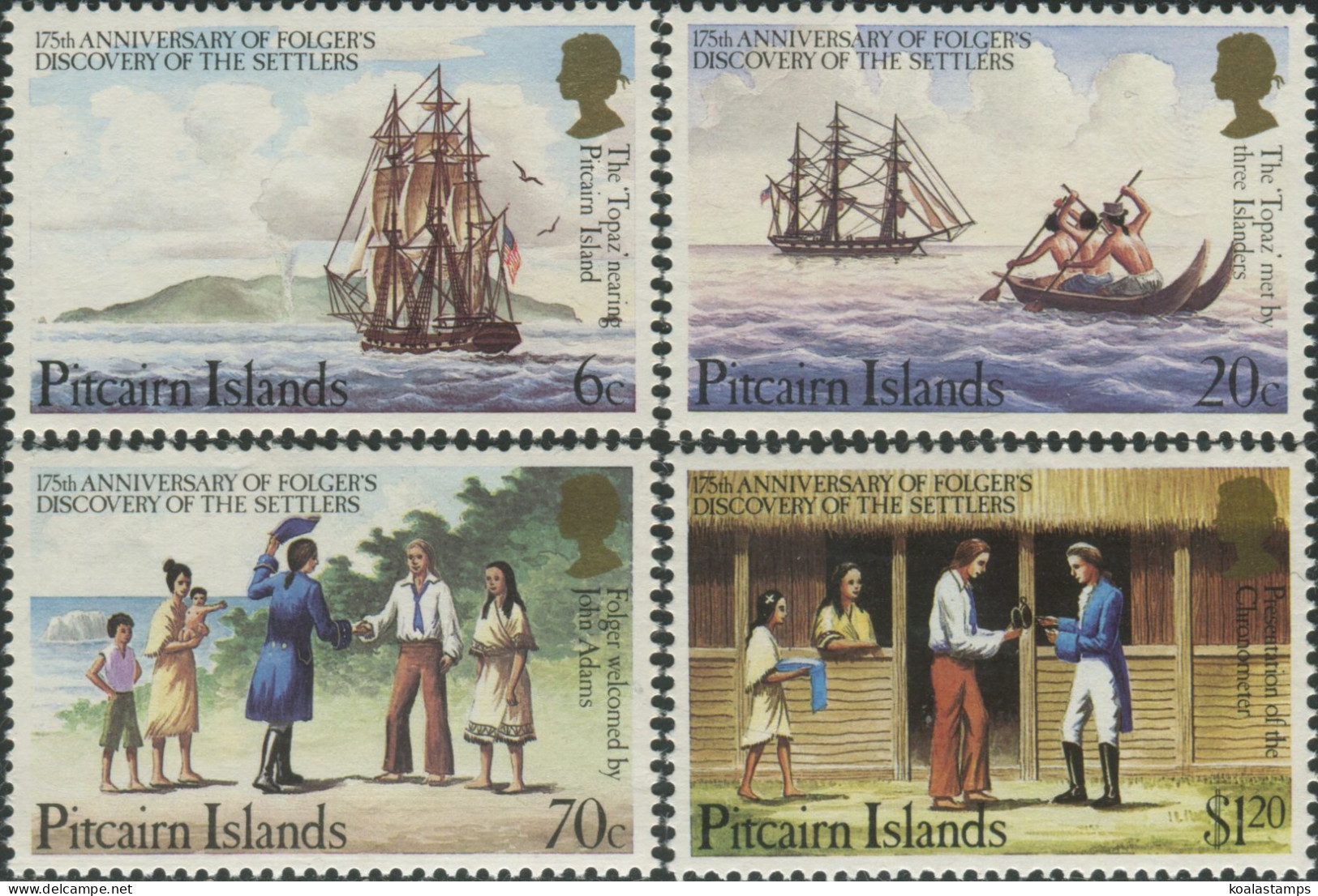 Pitcairn Islands 1983 SG238-241 Folger's Discovery Of Settlers Set MLH - Pitcairn Islands