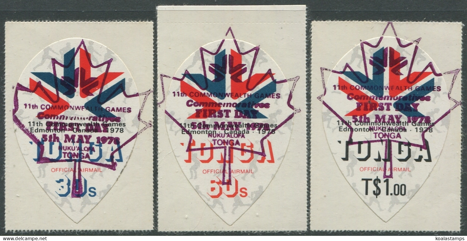 Tonga Official 1978 SGO163-O165 Commonwealth Games Edmonton Set FU - Tonga (1970-...)