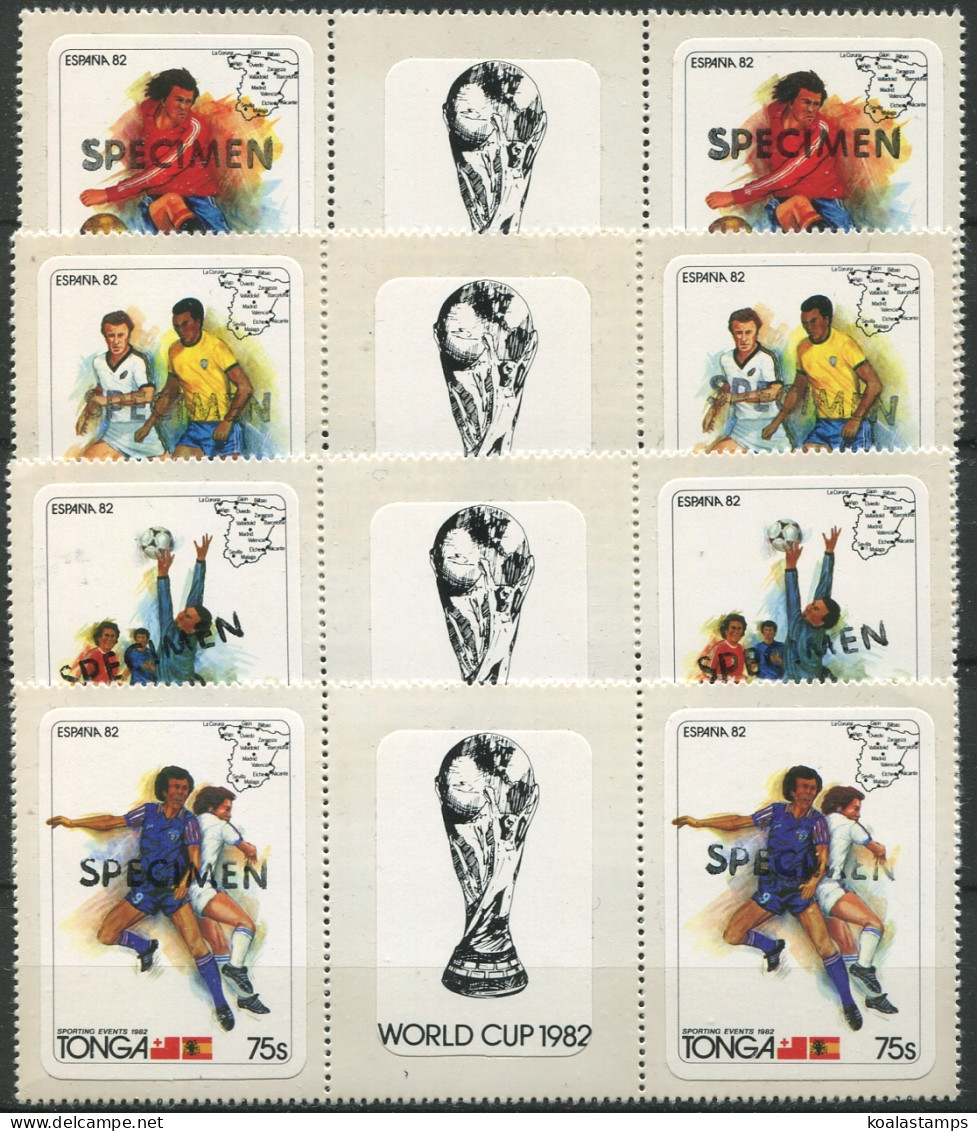 Tonga 1982 SG809-812 World Cup SPECIMEN Pairs Set MNH - Tonga (1970-...)