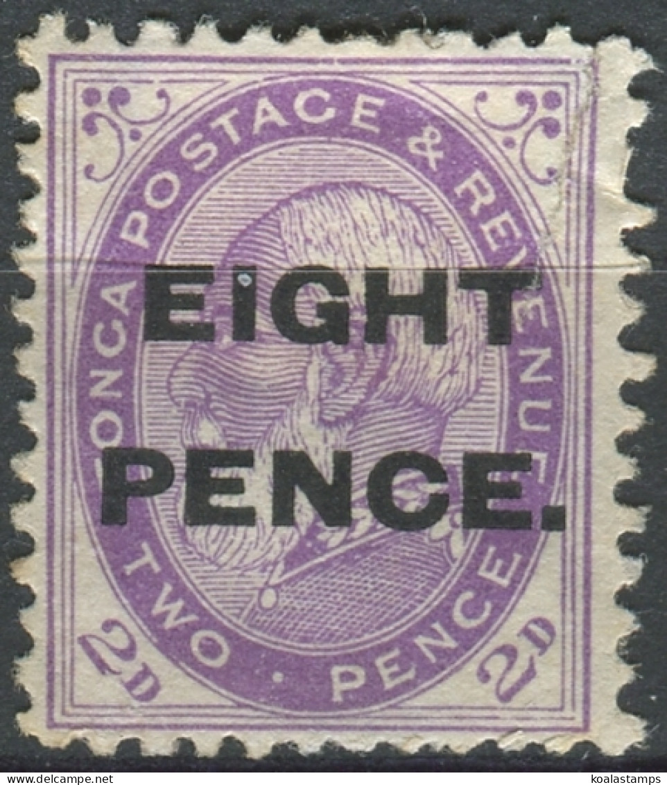 Tonga 1891 SG6 8d On 2d Violet King George I #2 MH - Tonga (1970-...)