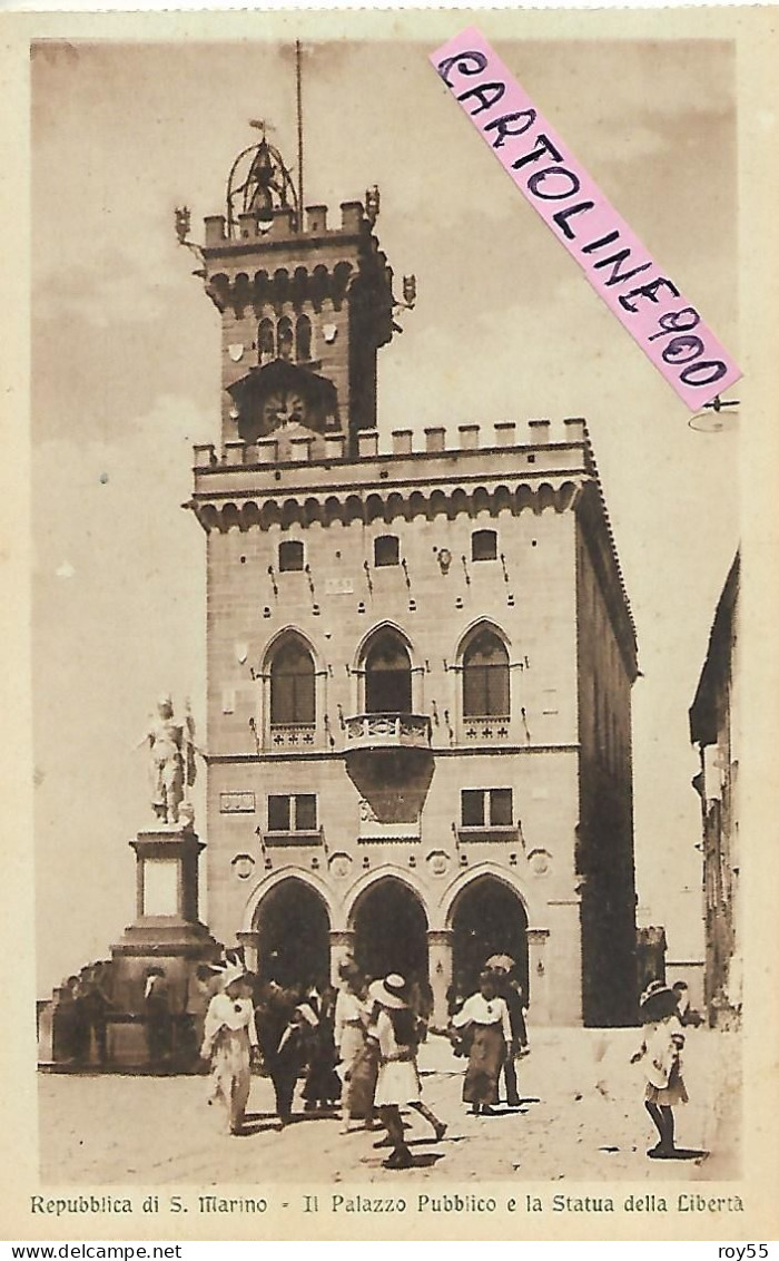 San Marino Repubblica Di S.marino Il Palazzo Pubblico E La Statua Della Liberta Animata Veduta Primi 900 (f.piccolo) - Saint-Marin