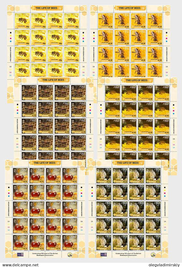 Isle Of Man Great Britain 2024 Life Of Bees Set Of 6 Sheetlets MNH - Honeybees