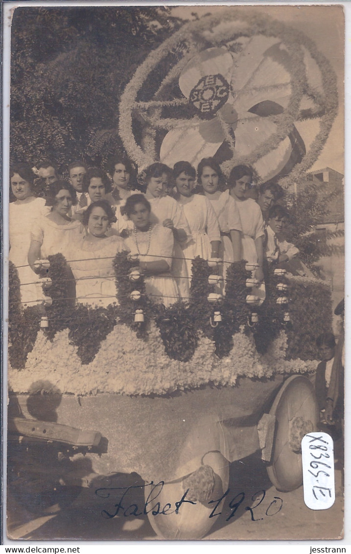 FALSET- CARTE-PHOTO- 1920- FIESTA SAN ANTONIO- CHAR - Tarragona