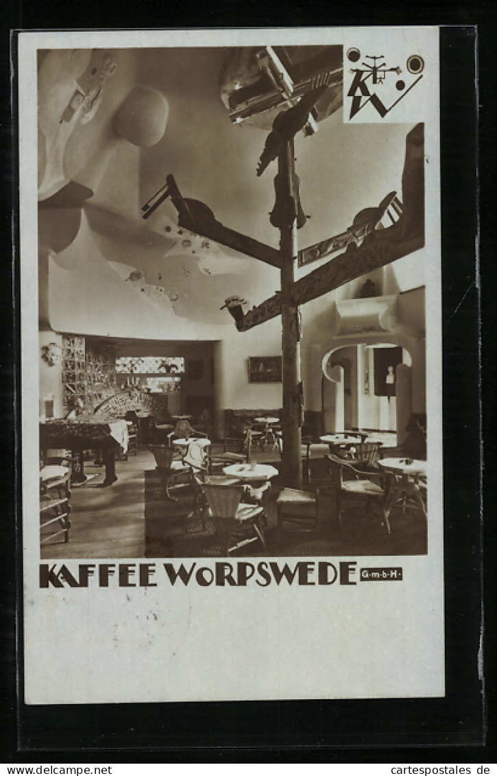 AK Worpswede, Cafe Worpswede, Innenansicht  - Worpswede