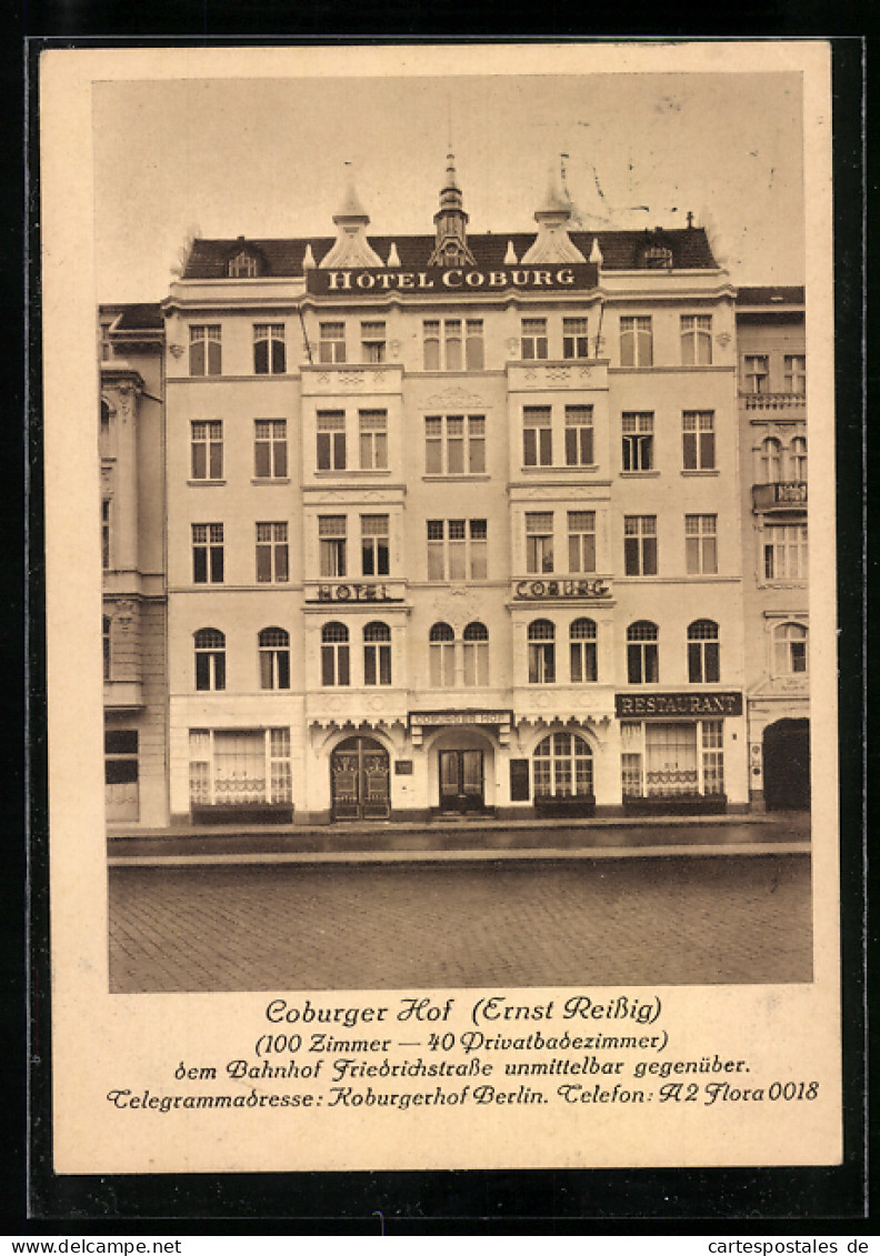 AK Berlin, Hotel Coburger Hof Beim Bahnhof Friedrichstrasse  - Mitte