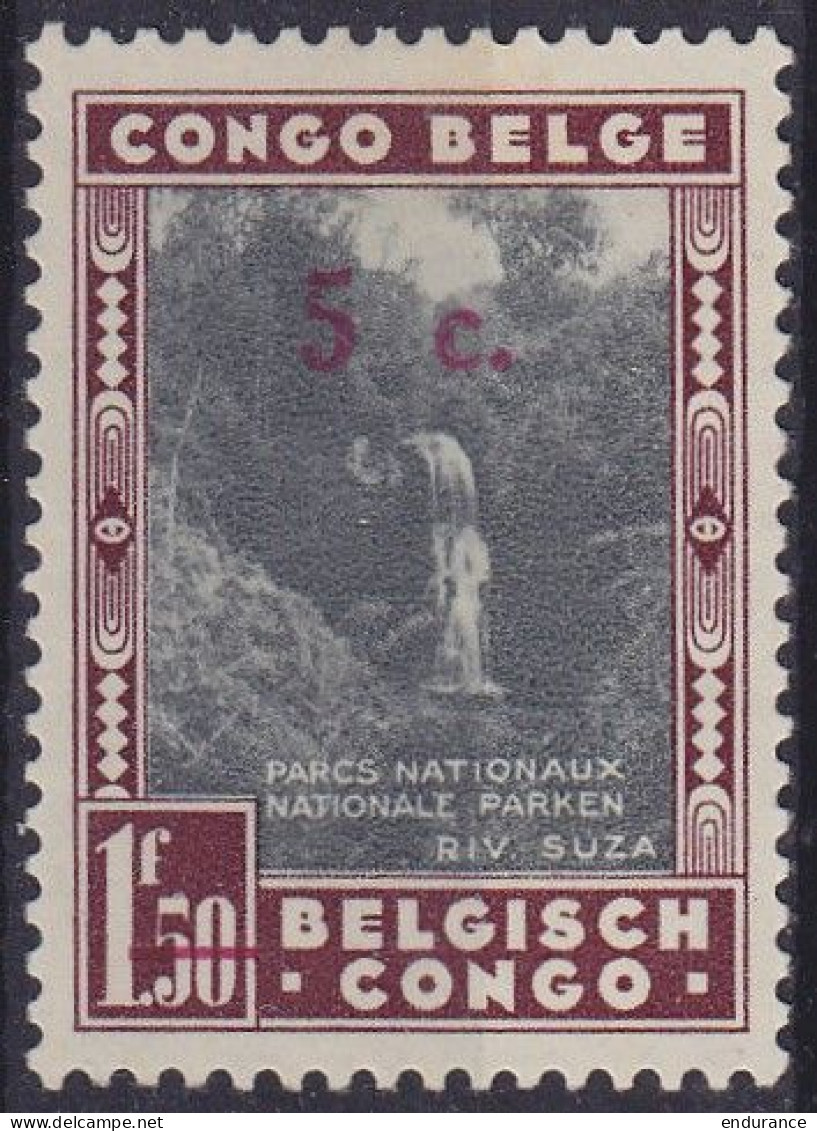 Congo Belge - N°226 * Essai Surcharge 5c Rouge Sur 1f50 - Plaatfouten En Curiosa