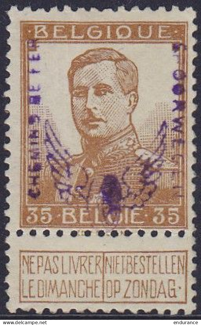 Belgique - Chemins De Fer TR52 (*) Roue Ailée 35c Bistre - Certificat Michaux - Mint