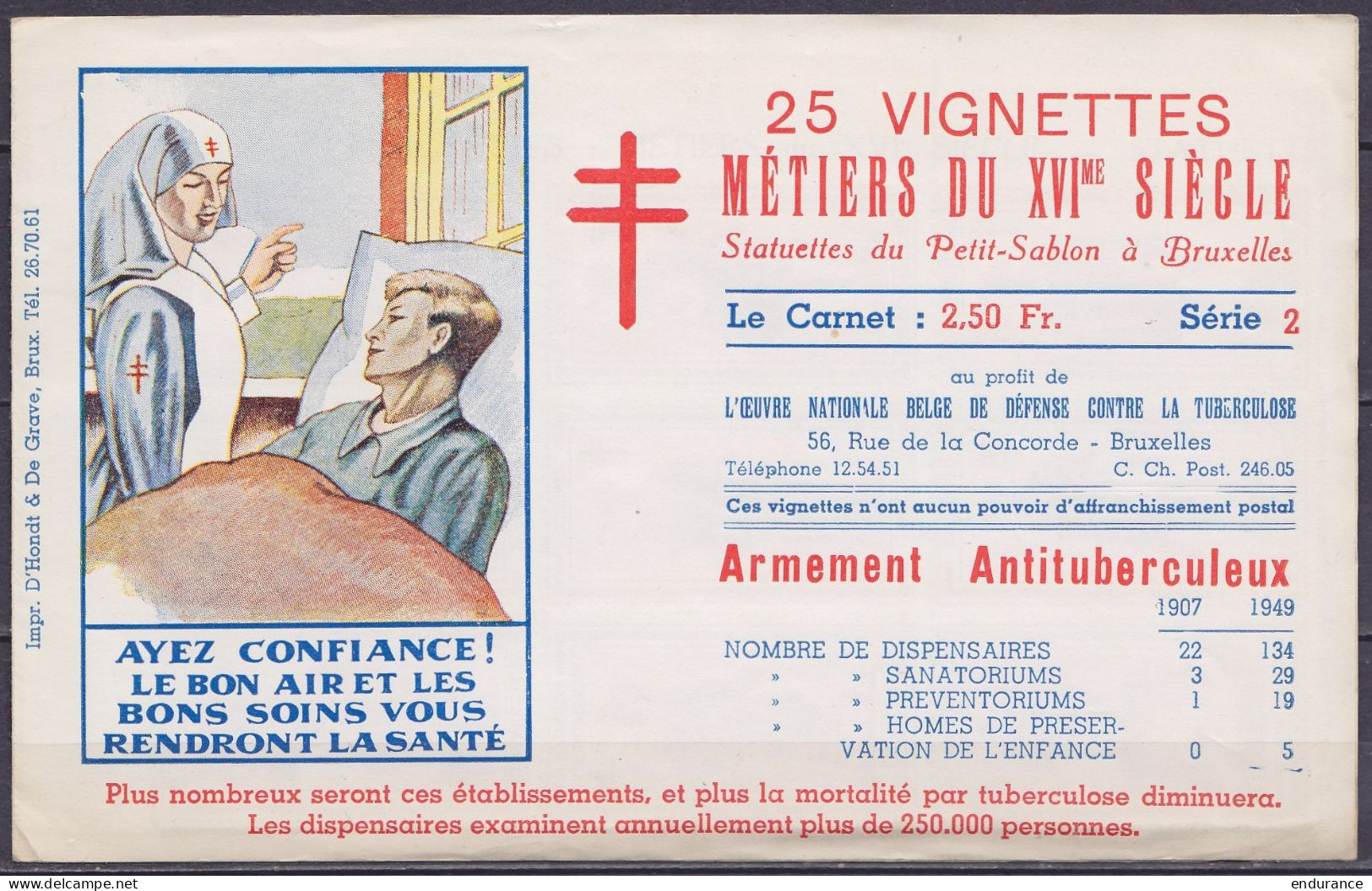 Belgique érinophilie - Carnet Antituberculeux - 25 Vignettes "Métiers Du XVIe Siècle / Statuettes Du Petit-Sablon à Brux - Erinnofilia [E]