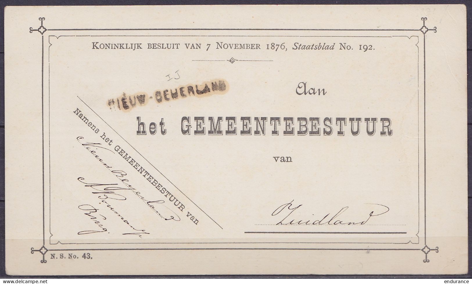 Pays-Bas - Imprimé Daté 20 Mai 1892 De NIEUW-BEIJERLAND Pour ZUIDLAND - Covers & Documents