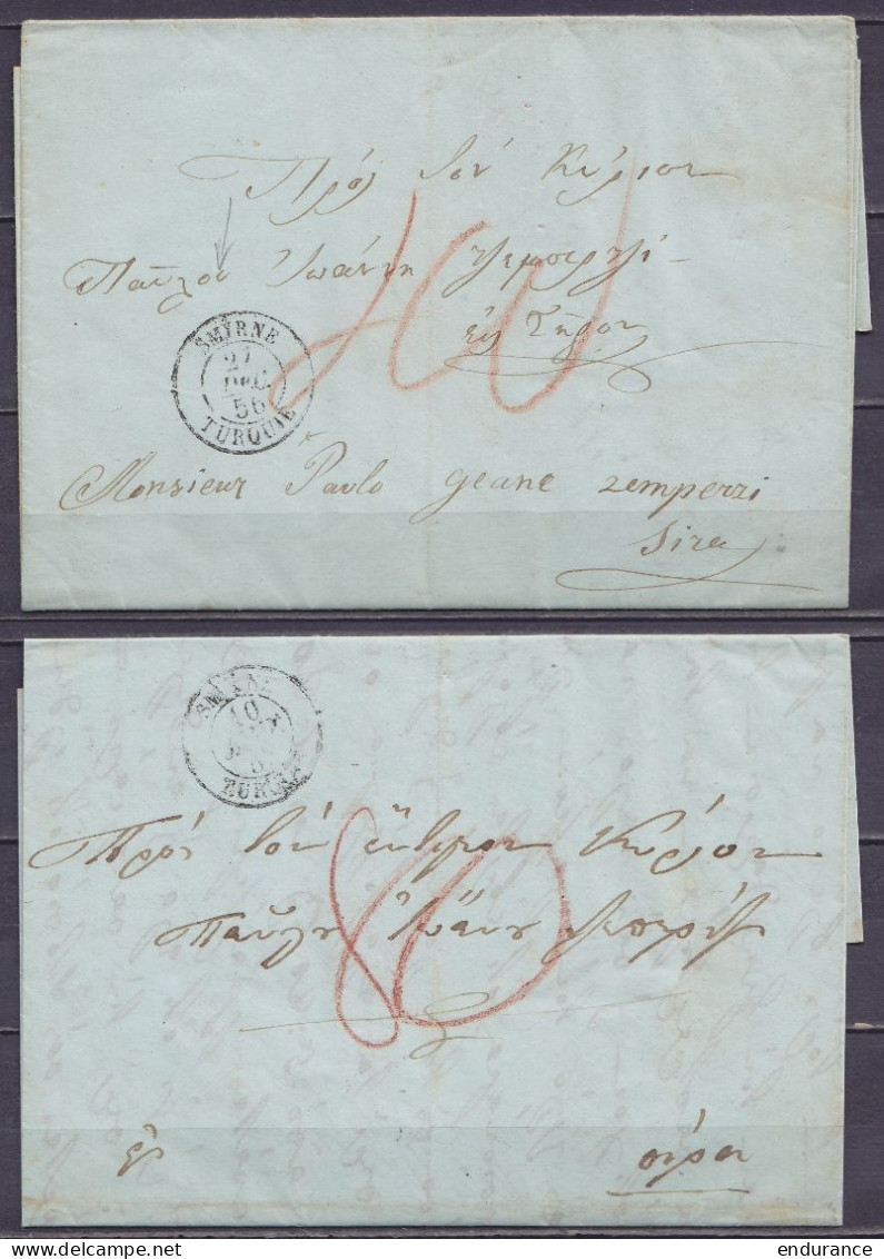 Levant - Lot 2 L. Càd SMYRNE /1856/ TURQUIE Pour ? - Voir Scans - Storia Postale
