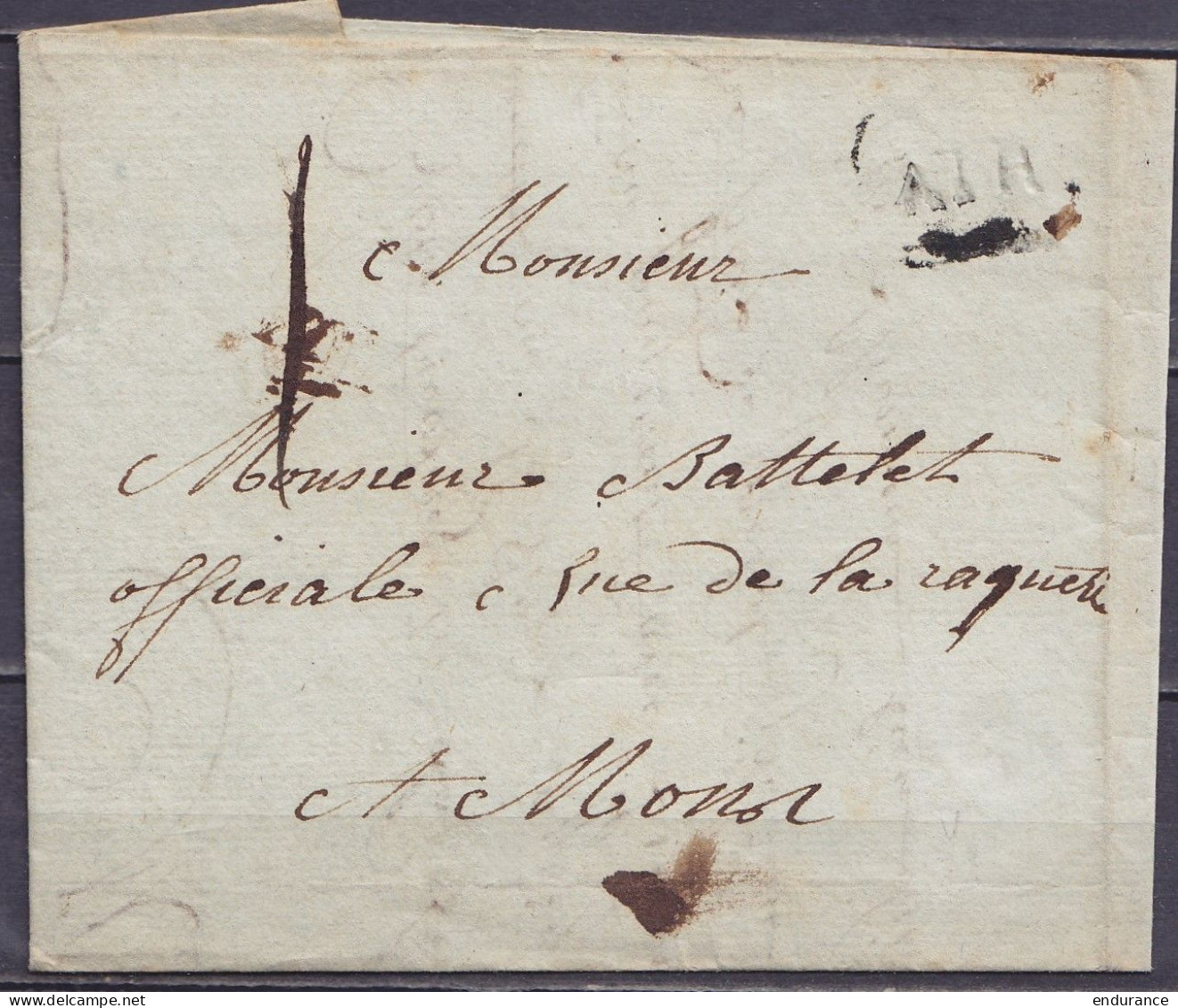 L. Datée 7 Novembre 1790 De ATH Pour MONS - Griffe "ATH" - Port "I" - 1714-1794 (Pays-Bas Autrichiens)