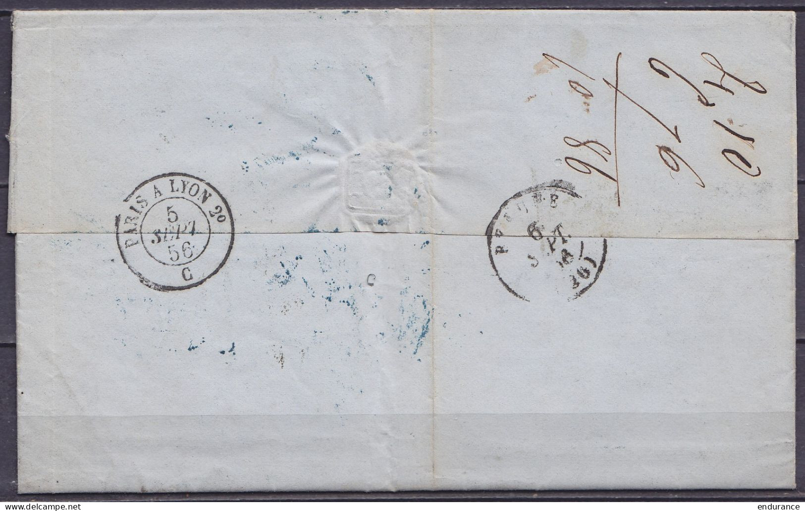 L. Càd CHENEE /4 SEPT 1836 Pour BEAUNE Côte D'Or - Càd "BELG.5 /Valnes" - Port "4" (au Dos: Càd Ambulant "PARIS A LYON"  - 1830-1849 (Onafhankelijk België)