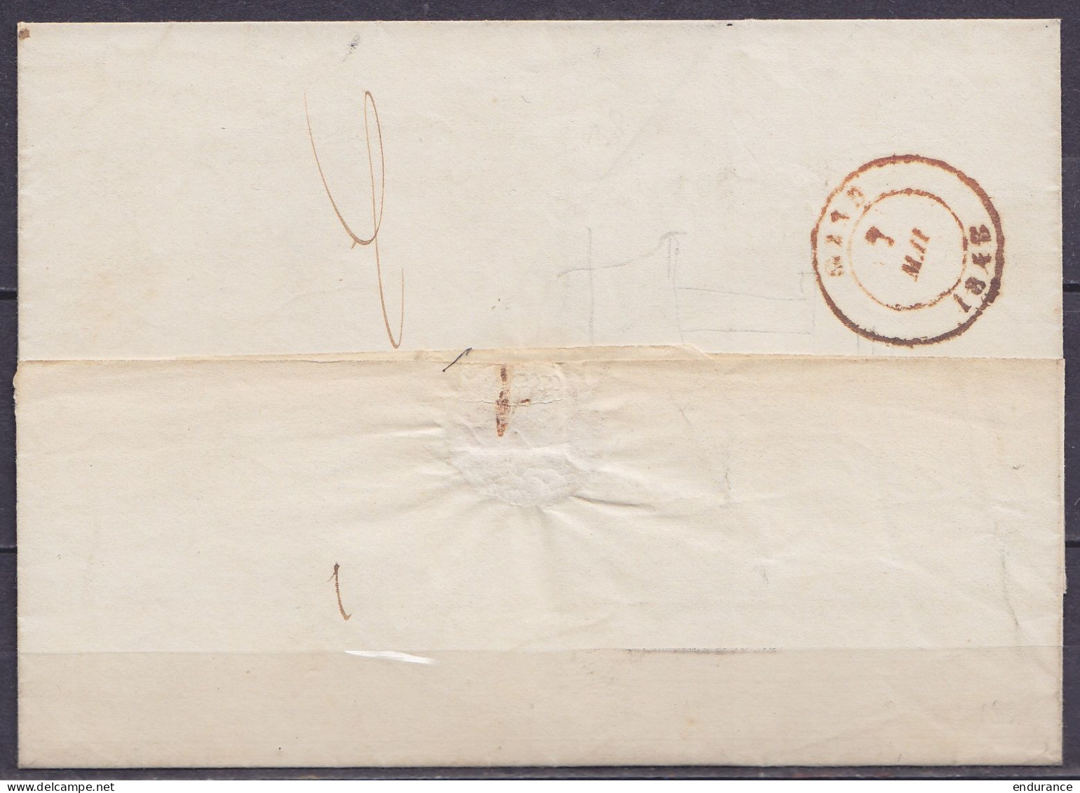 LSC (sans Contenu) Càd SOIGNIES /6 MAI 1848 Pour GAND - [P.P.] - Man. "franco" (au Dos:: Port "4" & Càd Arrivée GAND) - 1830-1849 (Independent Belgium)