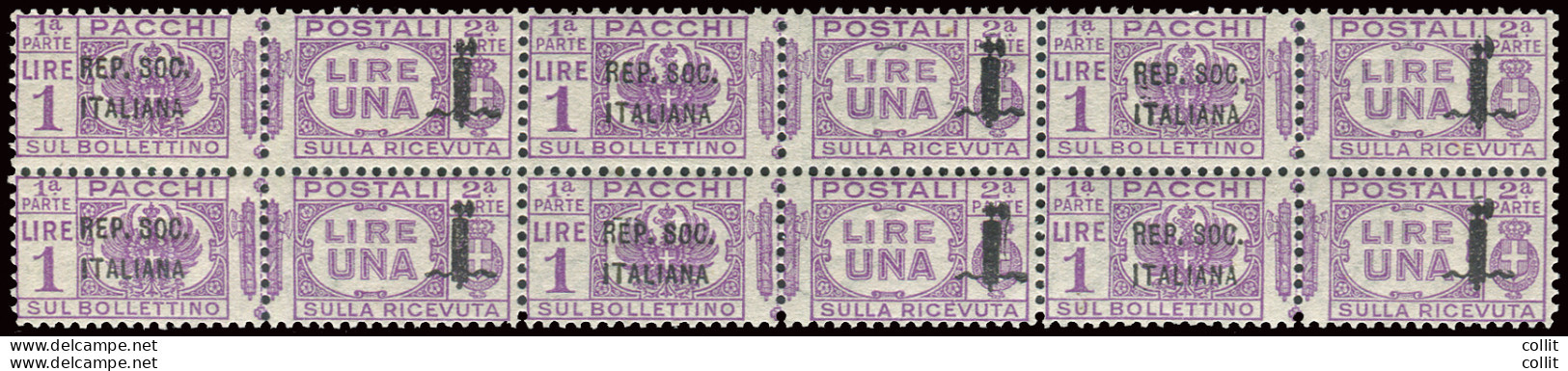 Pacchi Postali "Fascetto" 1 Lira Blocco Di Sei Varietà - Interessante Per Specialista - Mint/hinged