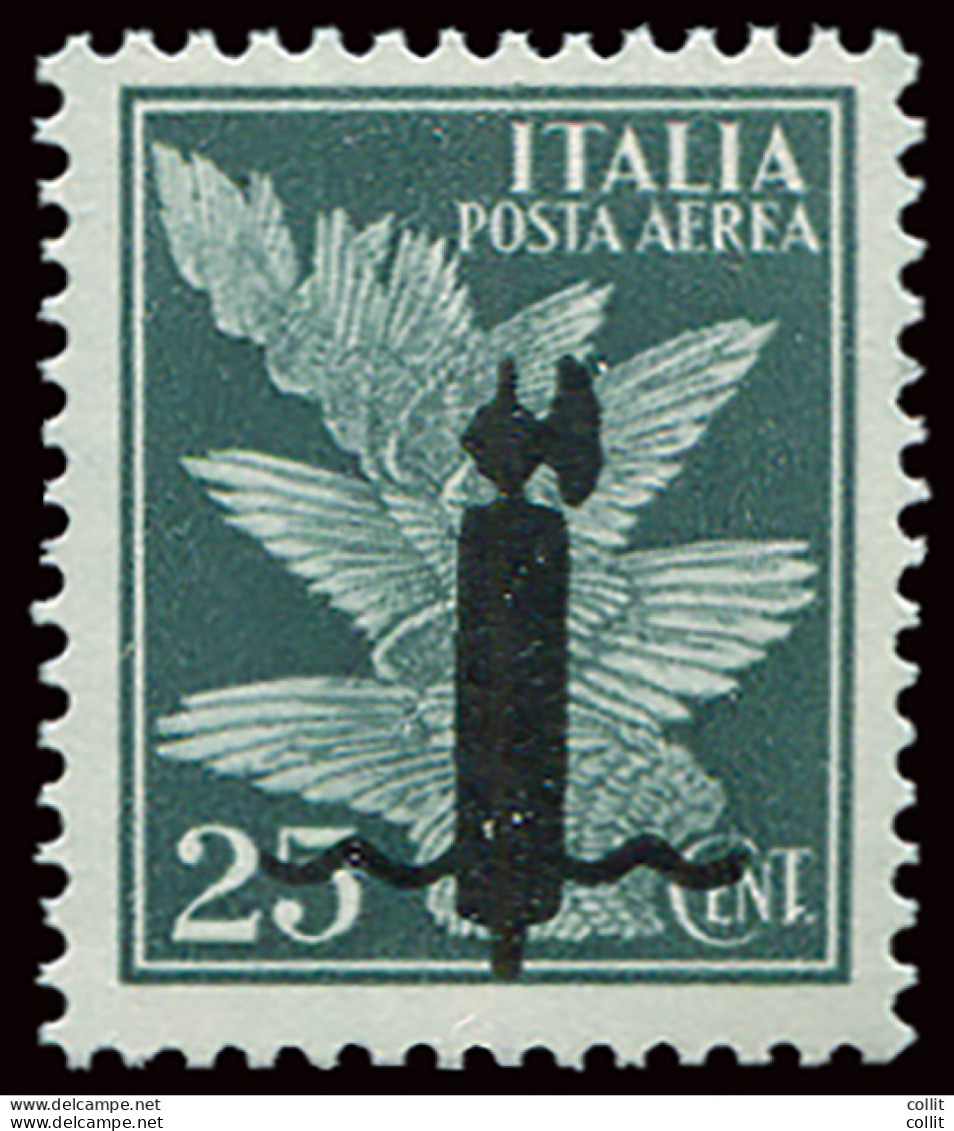 Saggi - Posta Aerea Cent. 25 N. P 9 Soprastampa "Fascio" Grande In Nero - Mint/hinged