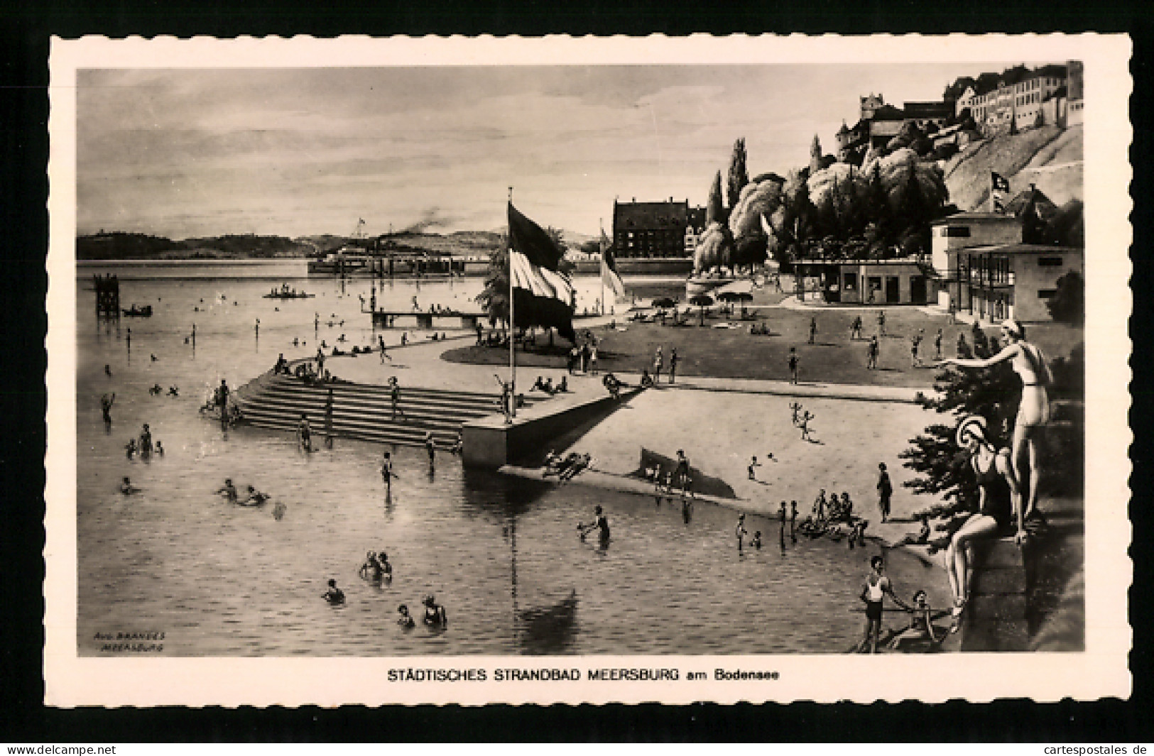 AK Meersburg / Bodensee, Städtisches Strandbad  - Meersburg