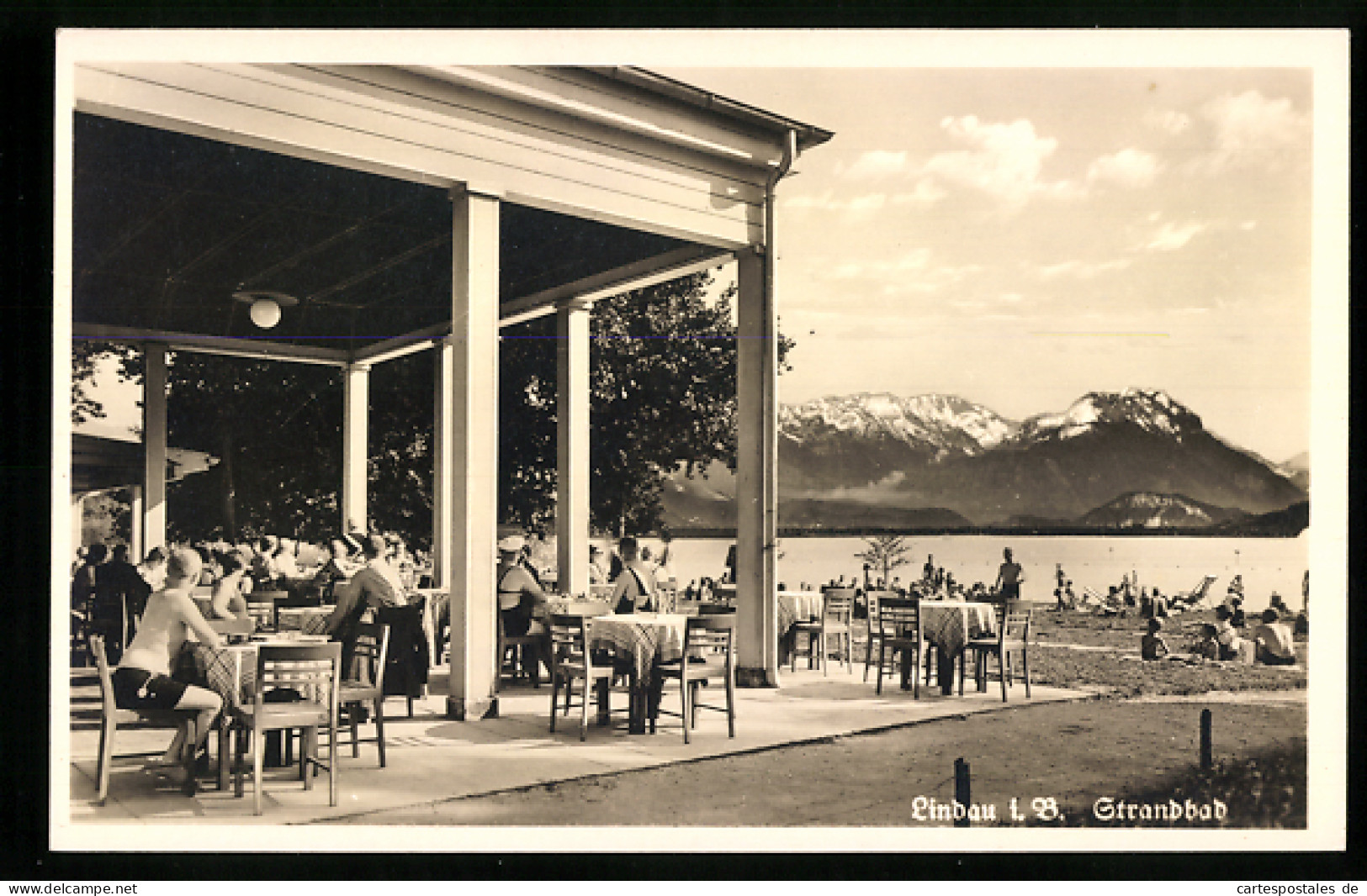 AK Lindau I. B., Strandbad Mit Bergpanorama  - Lindau A. Bodensee