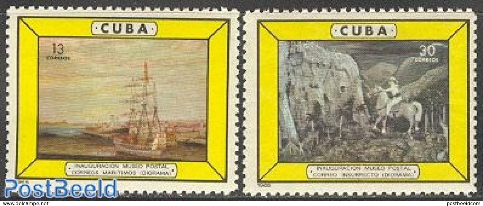 Cuba 1965 Postal Museum 2v, Mint NH, Nature - Transport - Horses - Post - Ships And Boats - Art - Museums - Neufs