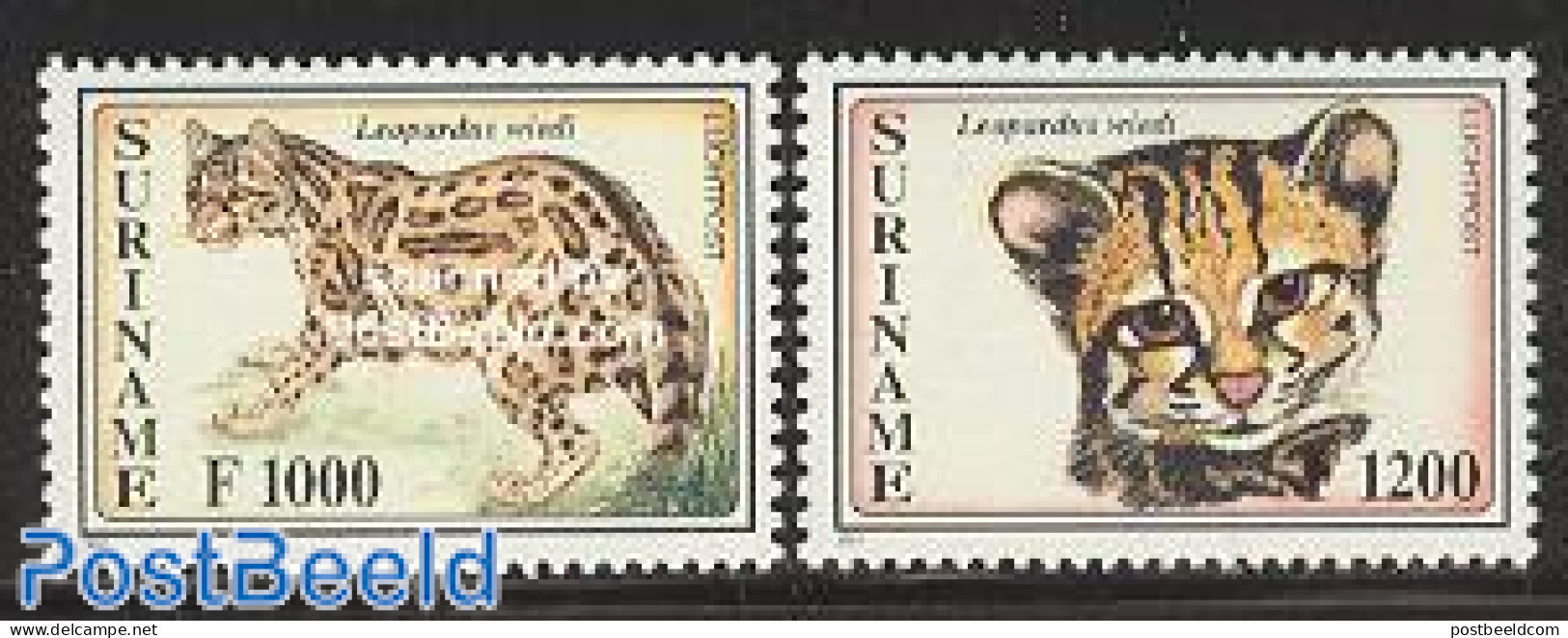 Suriname, Republic 1995 Endangered Animals 2v, Mint NH, Nature - Animals (others & Mixed) - Cat Family - Suriname