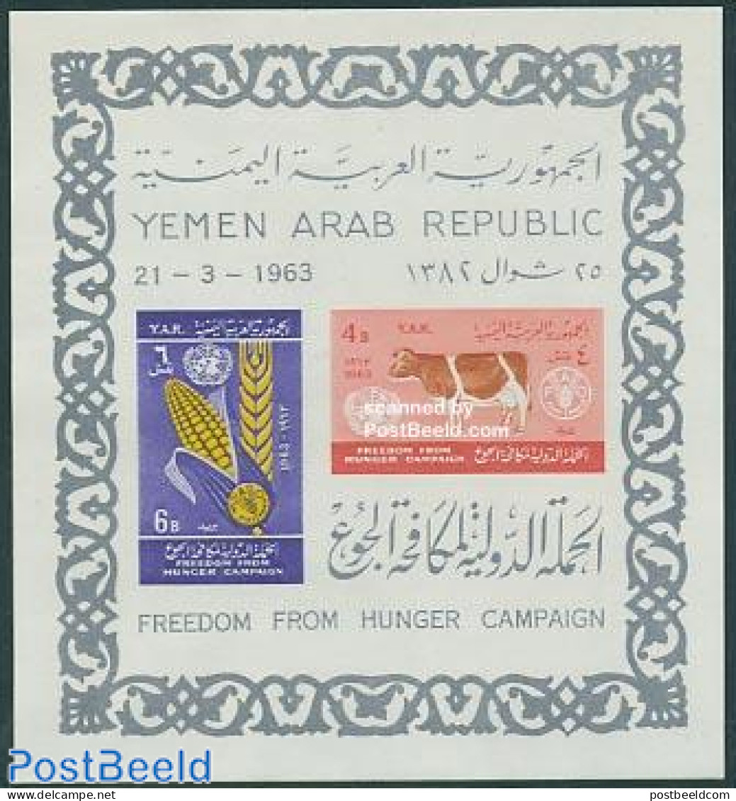 Yemen, Arab Republic 1963 Freedom From Hunger S/s, Mint NH, Health - Nature - Various - Food & Drink - Freedom From Hu.. - Alimentazione