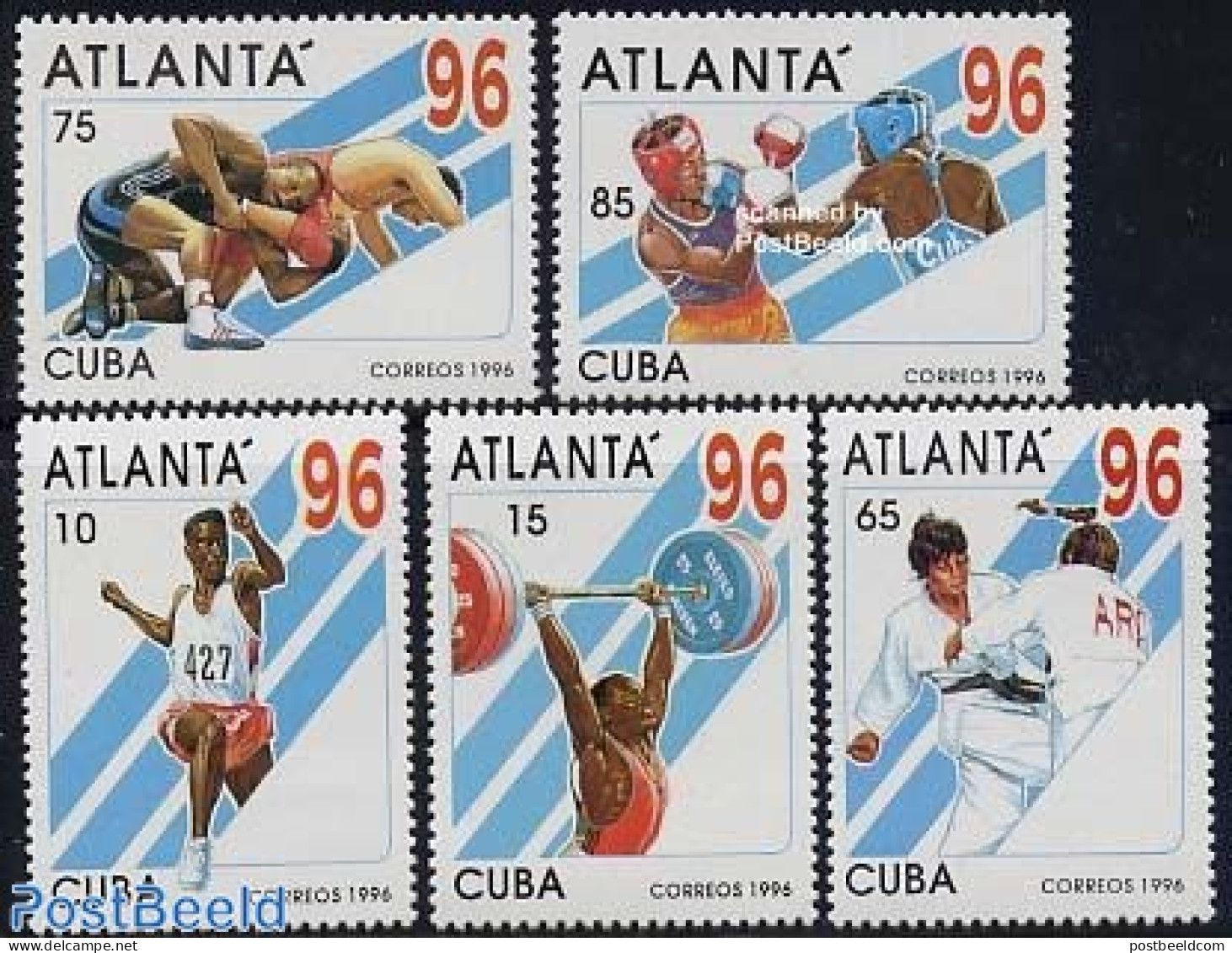 Cuba 1996 Olympic Games Atlanta 5v, Mint NH, Sport - Athletics - Boxing - Judo - Olympic Games - Weightlifting - Neufs