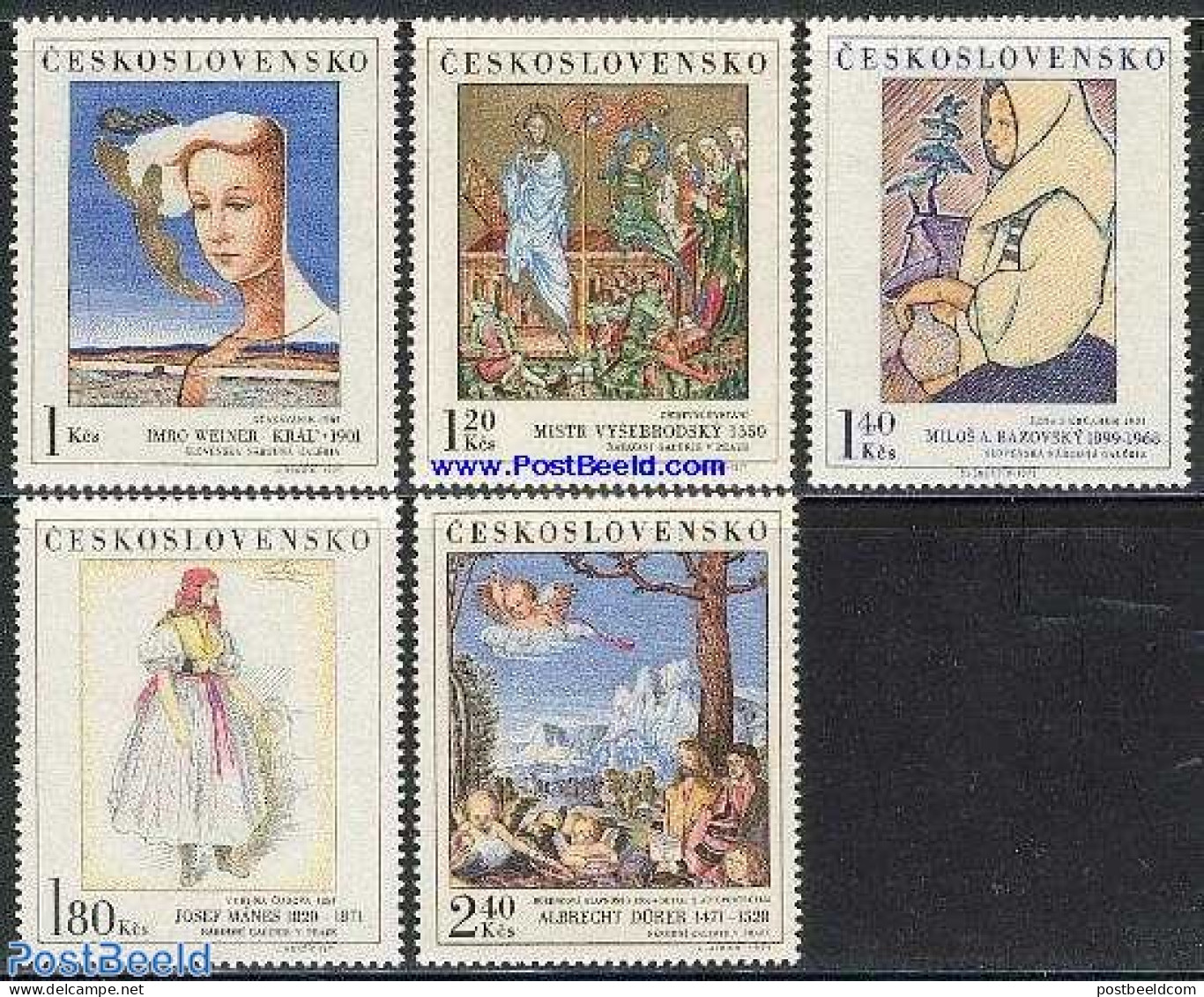 Czechoslovkia 1971 Paintings 5v, Mint NH, Art - Modern Art (1850-present) - Paintings - Other & Unclassified