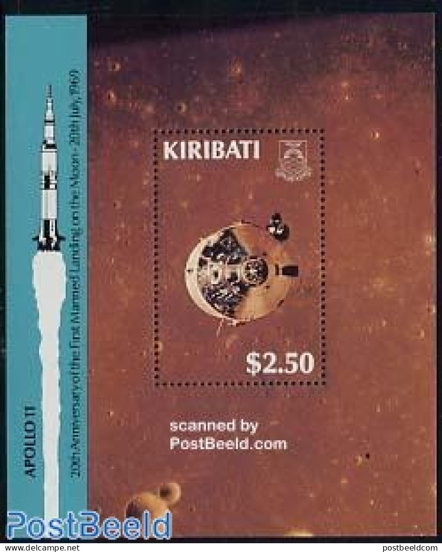 Kiribati 1989 Moonlanding S/s, Mint NH, Transport - Space Exploration - Kiribati (1979-...)