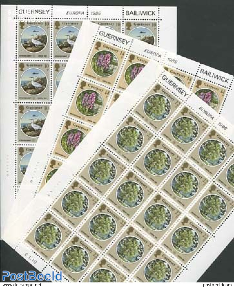 Guernsey 1986 Europa 3 M/ss, Mint NH, History - Nature - Europa (cept) - Birds - Environment - Flowers & Plants - Environment & Climate Protection