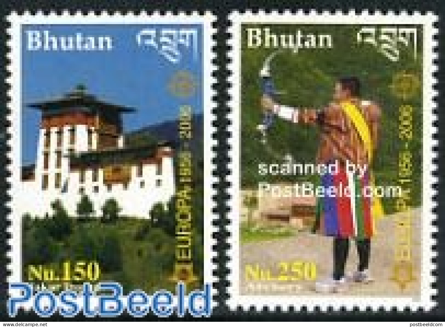 Bhutan 2006 50 Years Europa Stamps 2v, Mint NH, History - Sport - Europa Hang-on Issues - Shooting Sports - Art - Arch.. - Europäischer Gedanke