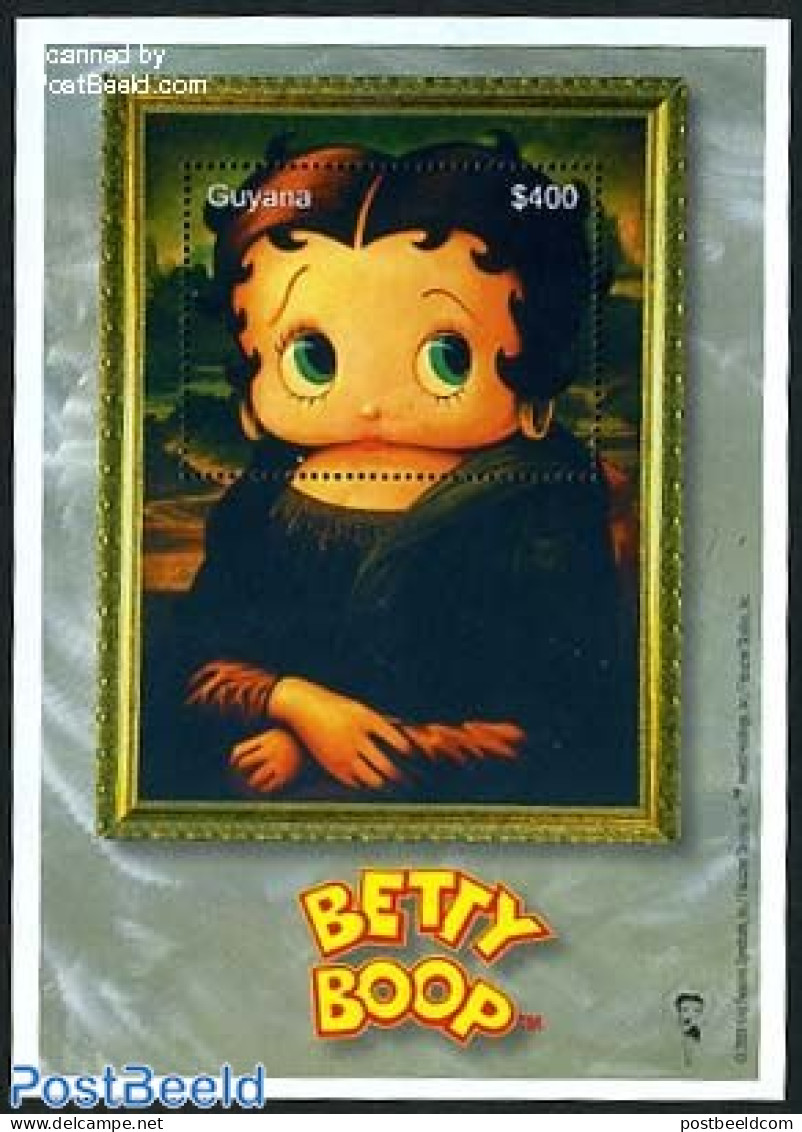 Guyana 2000 Betty Boop As Mona Lisa S/s, Mint NH, Art - Comics (except Disney) - Leonardo Da Vinci - Paintings - Fumetti