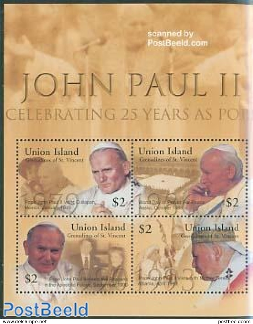 Saint Vincent & The Grenadines 2004 Union Island, Pope John Paul II 4v M/s, Mint NH, Religion - Pope - Papes