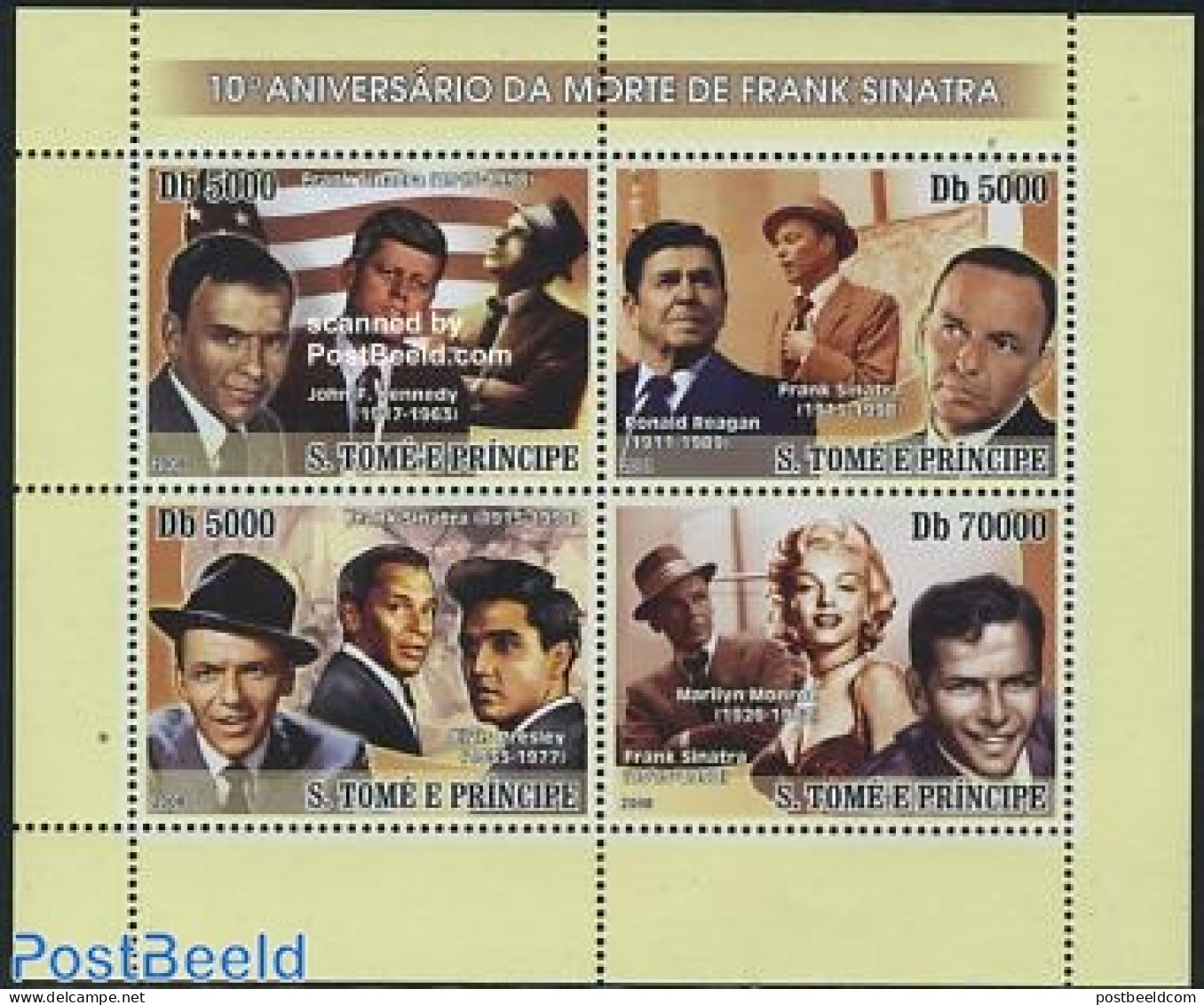 Sao Tome/Principe 2008 Death Of Frank Sinatra 4v M/s, Mint NH, History - Performance Art - American Presidents - Elvis.. - Elvis Presley