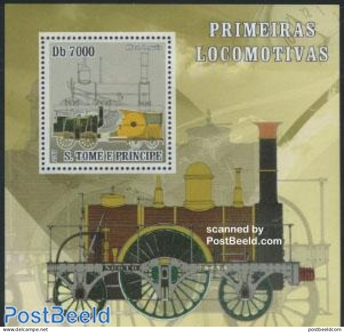 Sao Tome/Principe 2007 First Locomotives S/s, Mint NH, Transport - Railways - Treni